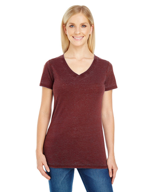 215B - Threadfast Apparel Ladies' Cross Dye Short-Sleeve V-Neck T-Shirt