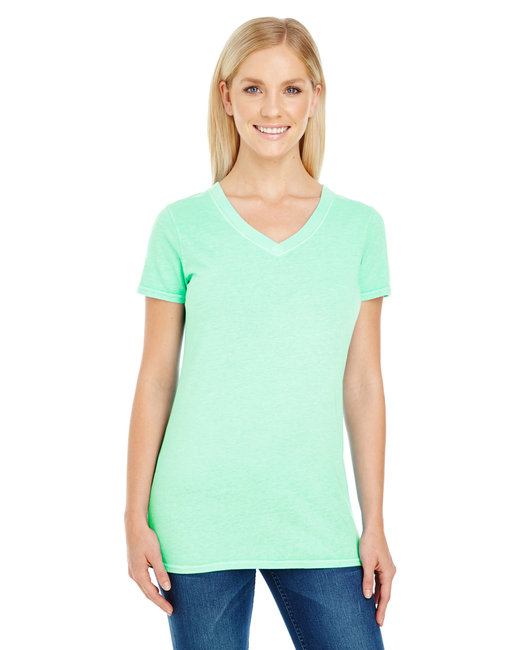 230B - Threadfast Apparel Ladies' Pigment-Dye Short-Sleeve V-Neck T-Shirt