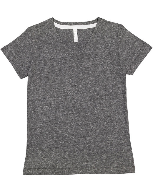 3591 - LAT Ladies' V-Neck Harborside Melange Jersey T-Shirt