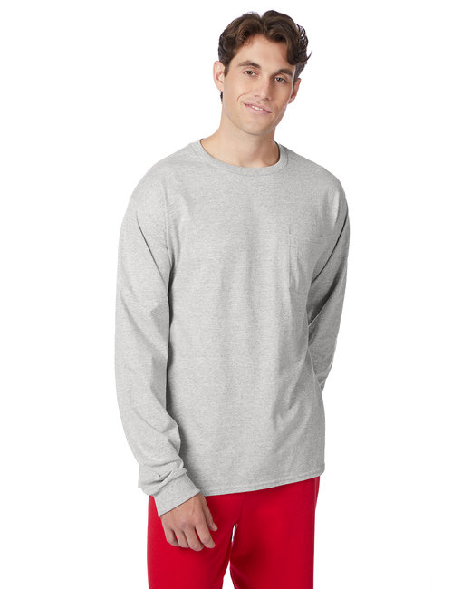 5596 - Hanes Men's 6.1 oz. Tagless® Long-Sleeve Pocket T-Shirt