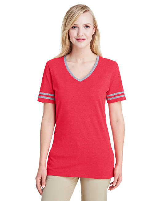 602WVR - Jerzees Ladies' 4.5 oz. TRI-BLEND Varsity V-Neck T-Shirt