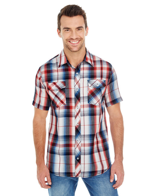 B9202 - Burnside Men's Short-Sleeve Plaid Pattern Woven Shirt