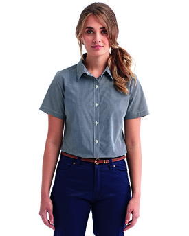RP321 - Artisan Collection by Reprime Ladies' Microcheck Gingham Short-Sleeve Cotton Shirt