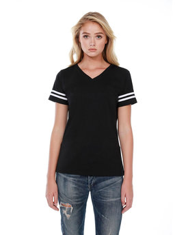 ST1433 - StarTee  Ladies' 4.3 oz., CVC Striped Varsity T-Shirt