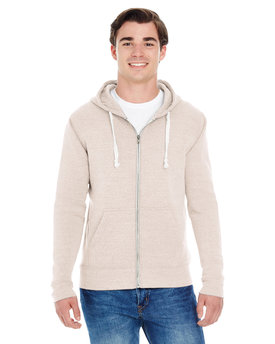 J America Adult Triblend Full-Zip Fleece Hooded Sweatshirt