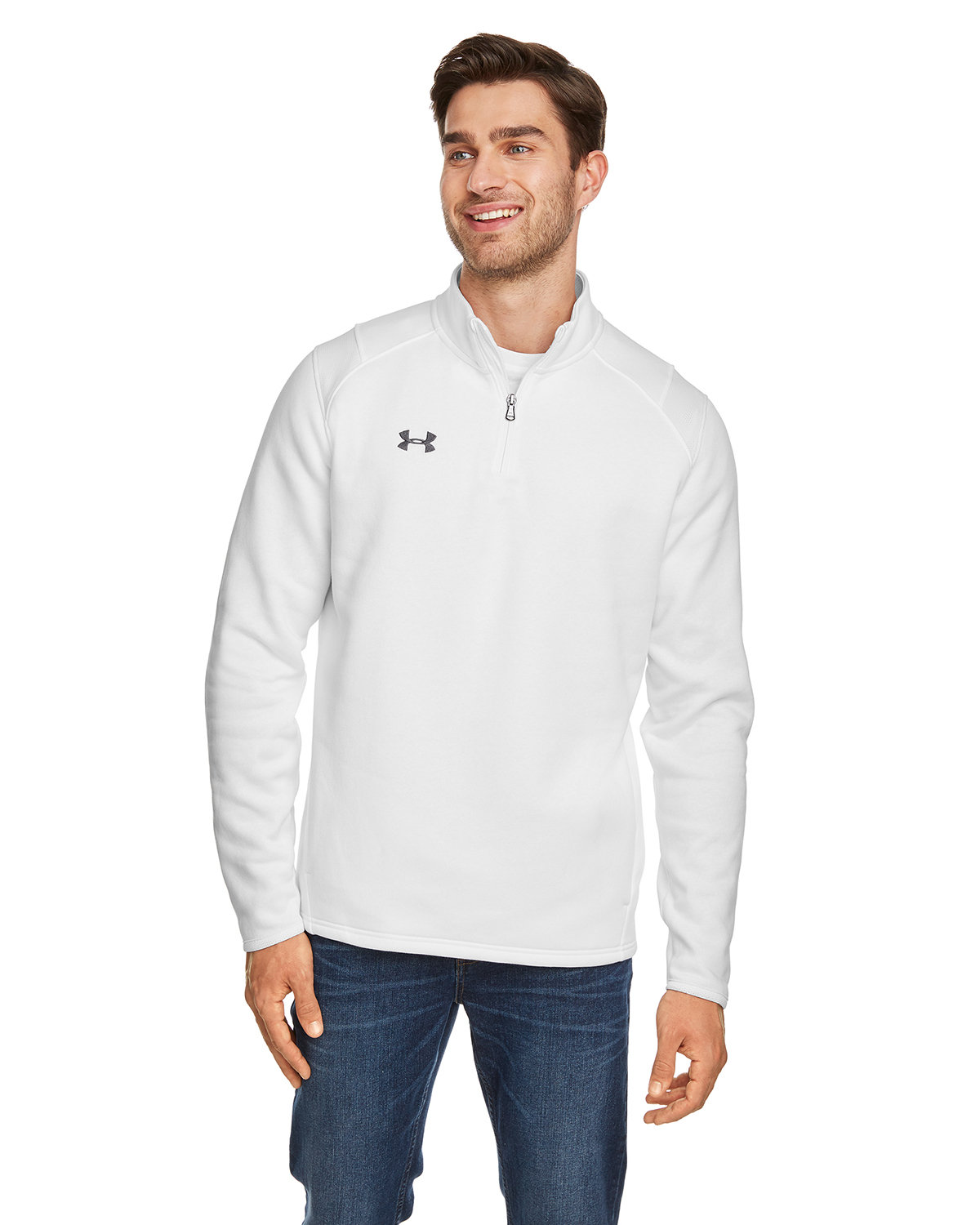 Mens Hustle Quarter-Zip Pullover Sweatshirt-Under Armour