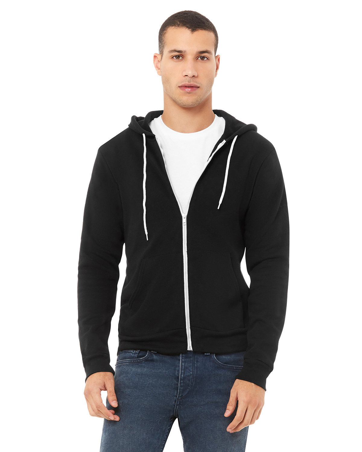 Download Download Full-Zip Heather Hooded Sweatshirt Back Half Side ...