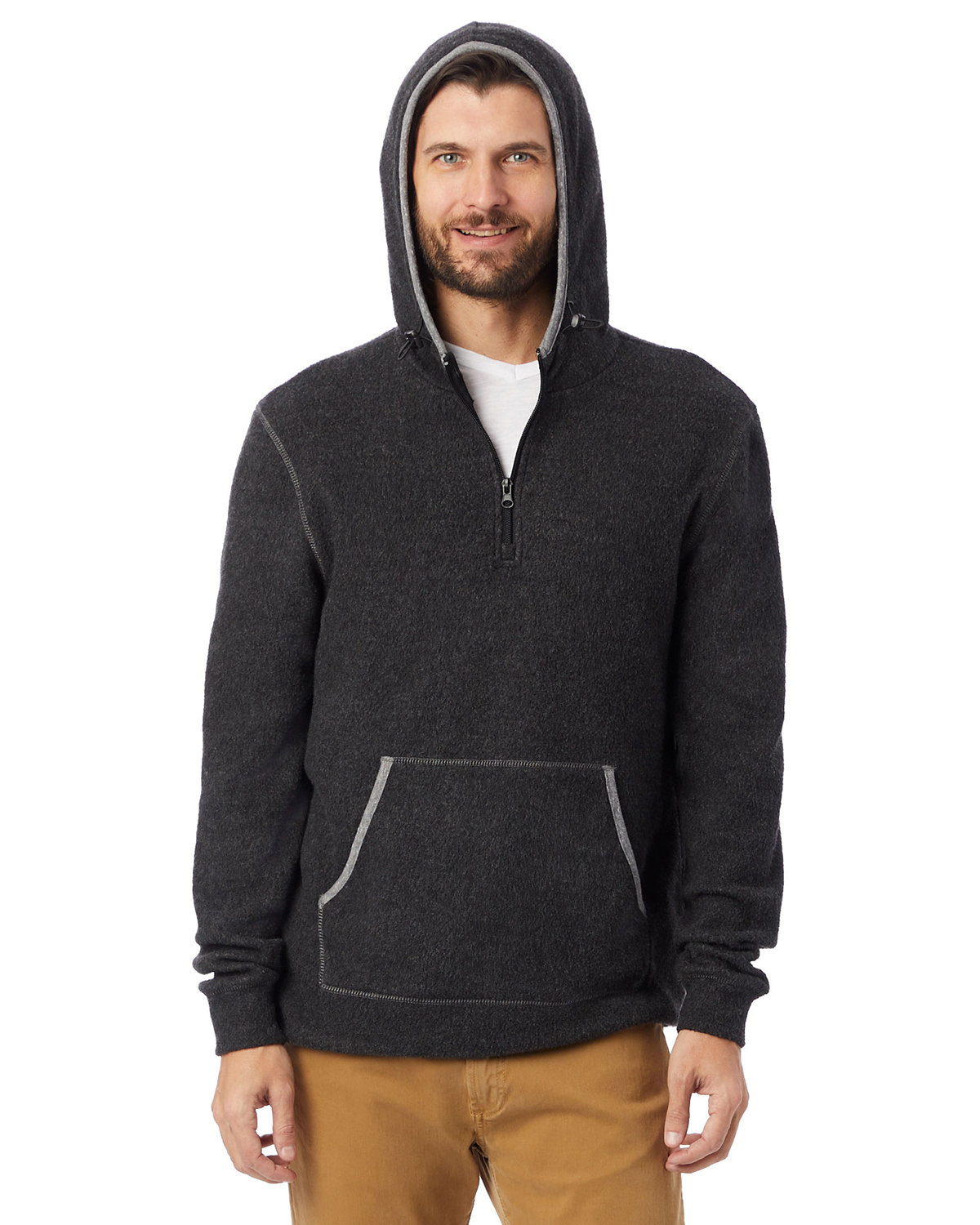 Adult Quarter Zip Fleece Hooded Sweatshirt-Alternative