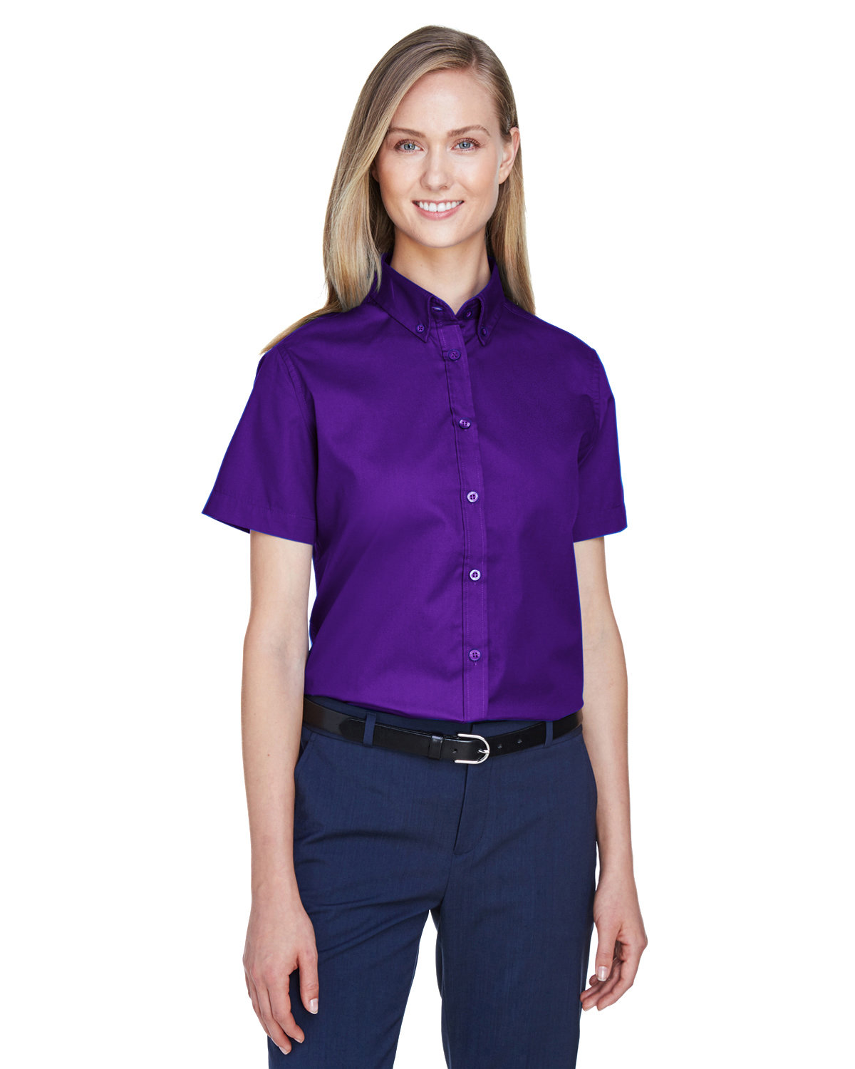 Ladies Optimum Short-Sleeve Twill Shirt-CORE365