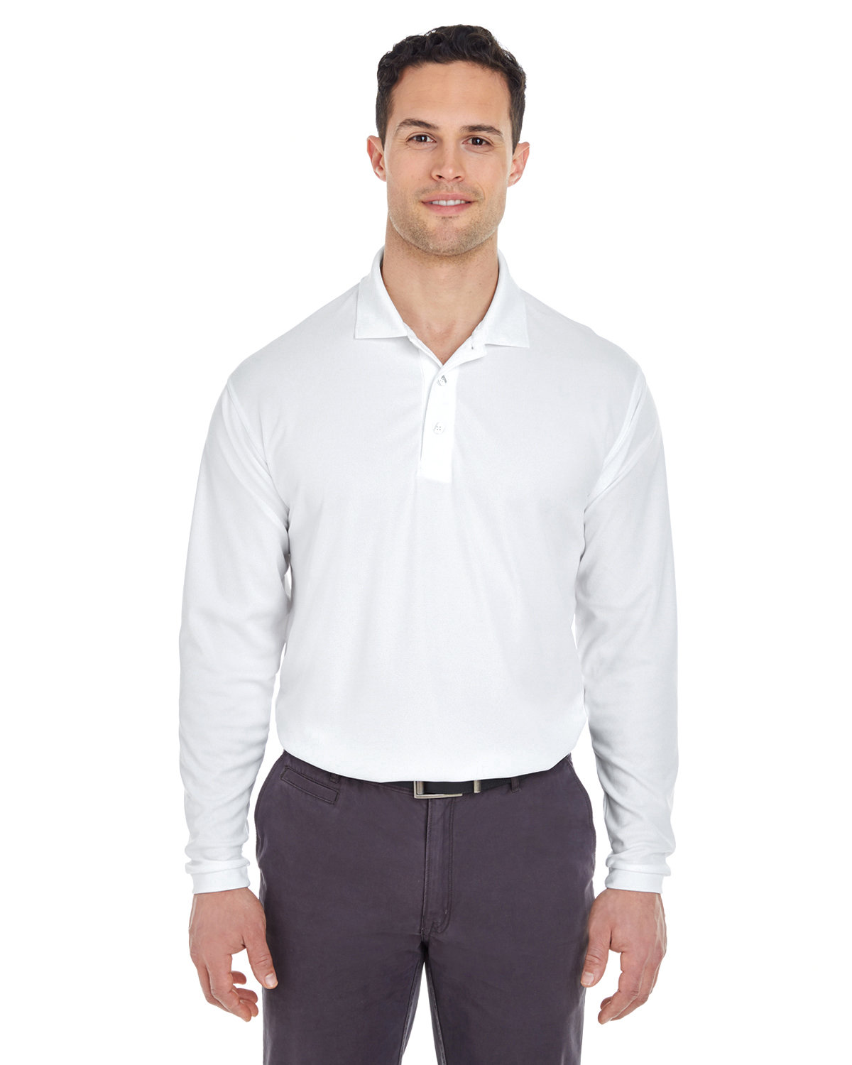 Adult Cool & Dry Long-Sleeve Mesh pique Polo-UltraClub