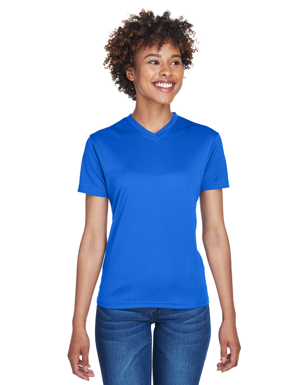 Ladies Cool & Dry Sport V-Neck T-Shirt-UltraClub