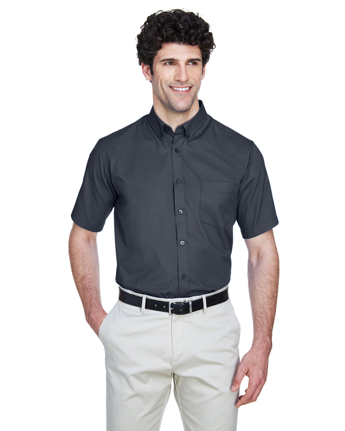 Mens Optimum Short-Sleeve Twill Shirt-CORE365