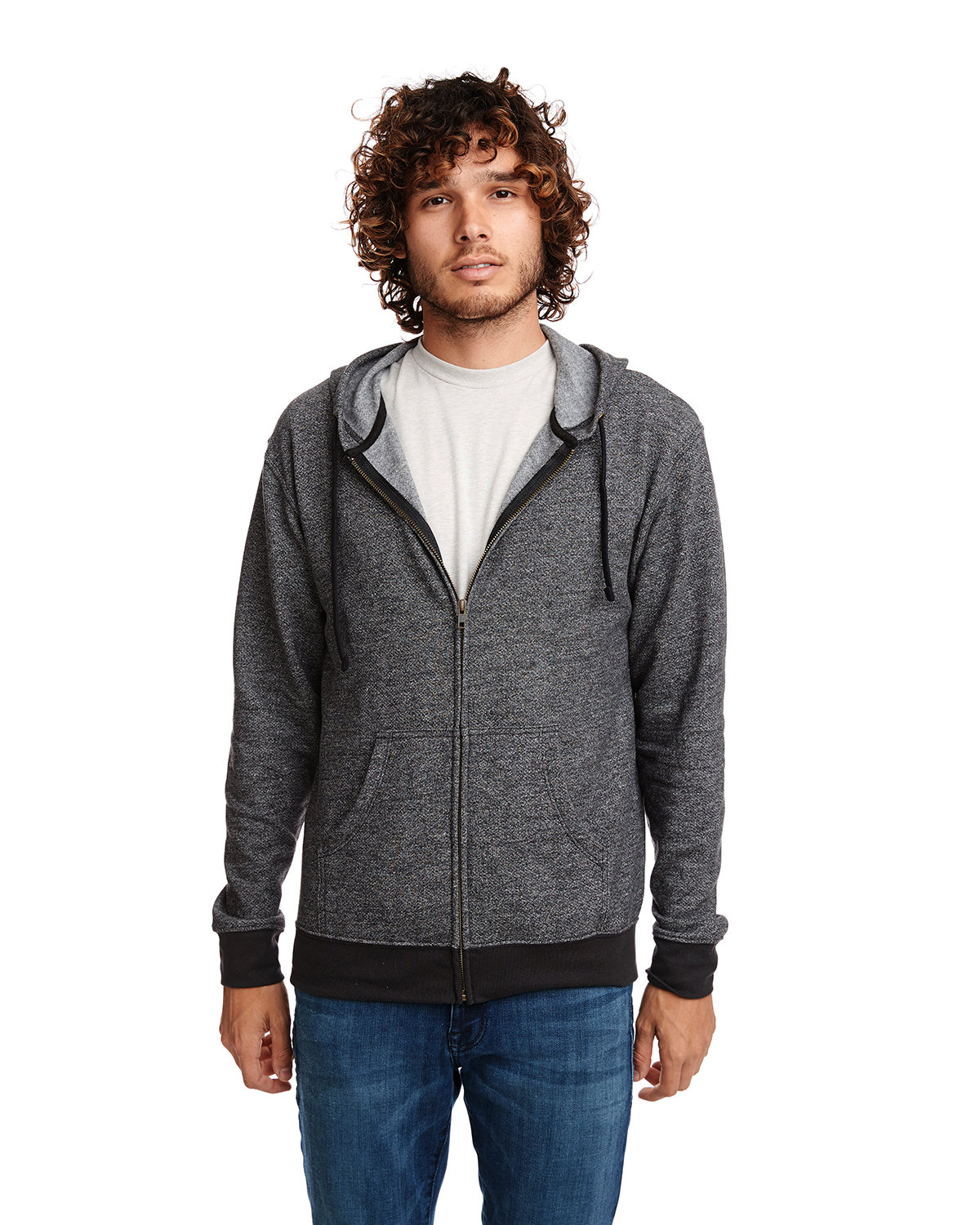 Adult Pacifica Denim Fleece Full&#45;Zip Hooded Sweatshirt-Next Level Apparel