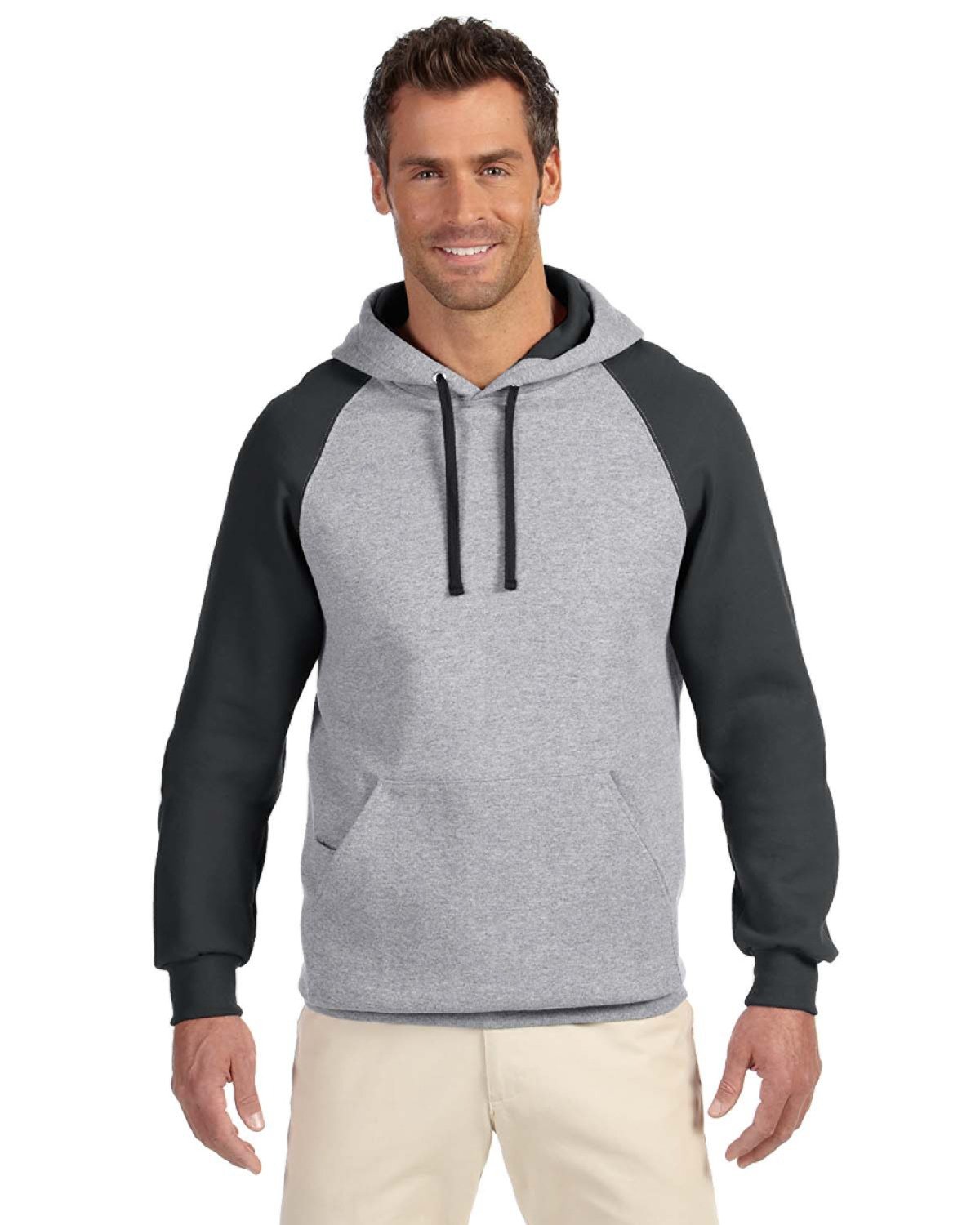 Adult Nublend&#174; Colorblock Raglan Pullover Hooded Sweatshirt-Jerzees