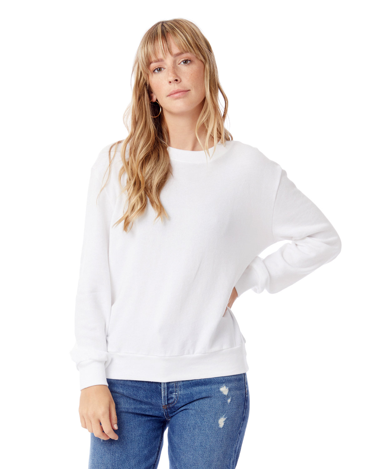 Ladies Washed Terry Throwback Pullover Sweatshirt-