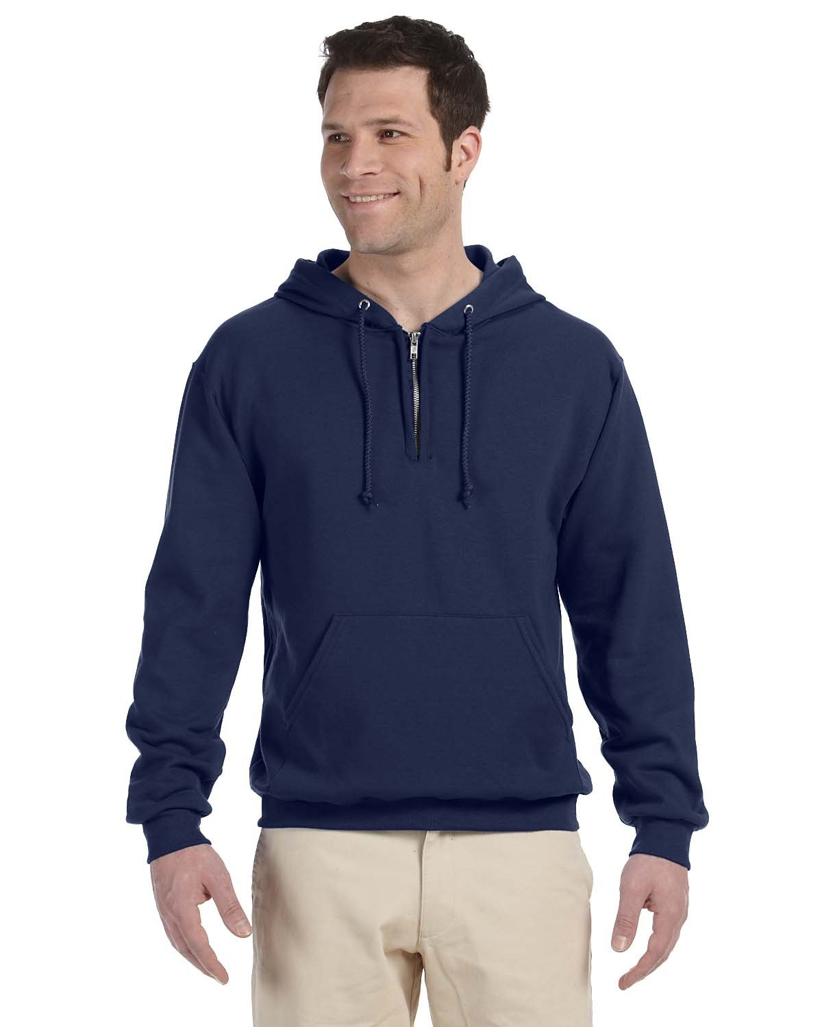 Adult Nublend® Fleece Quarter-Zip Pullover Hooded Sweatshirt-