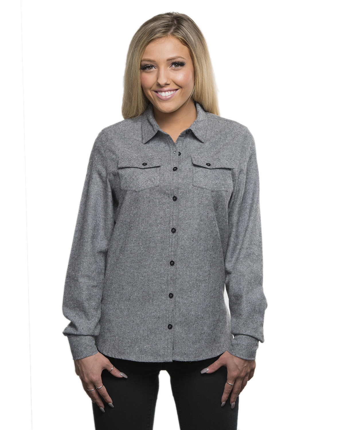 Ladies Solid Flannel Shirt-