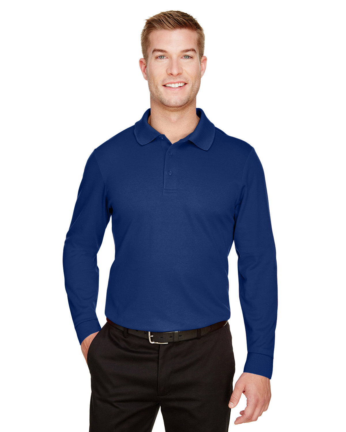 Crownlux Performance® Tall Plaited Long Sleeve Polo-