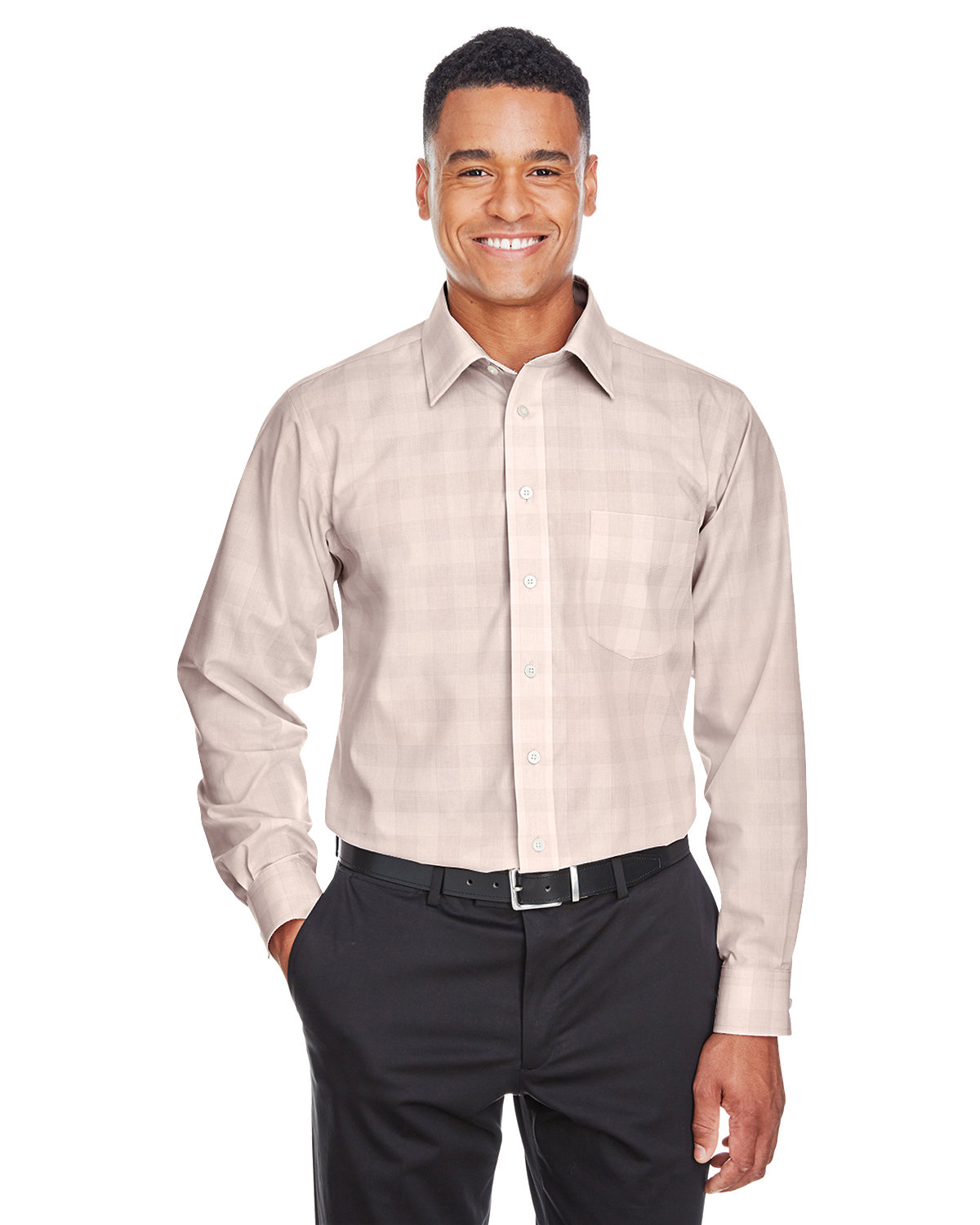 Mens Crown Collection® Glen Plaid Woven Shirt-