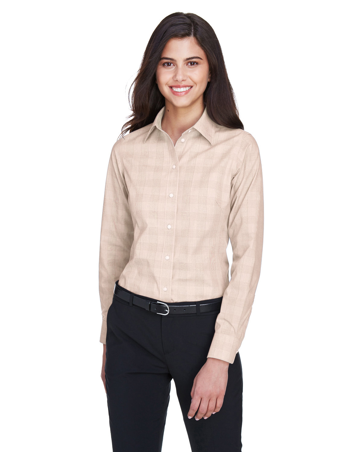 Ladies Crown Collection® Glen Plaid Woven Shirt-