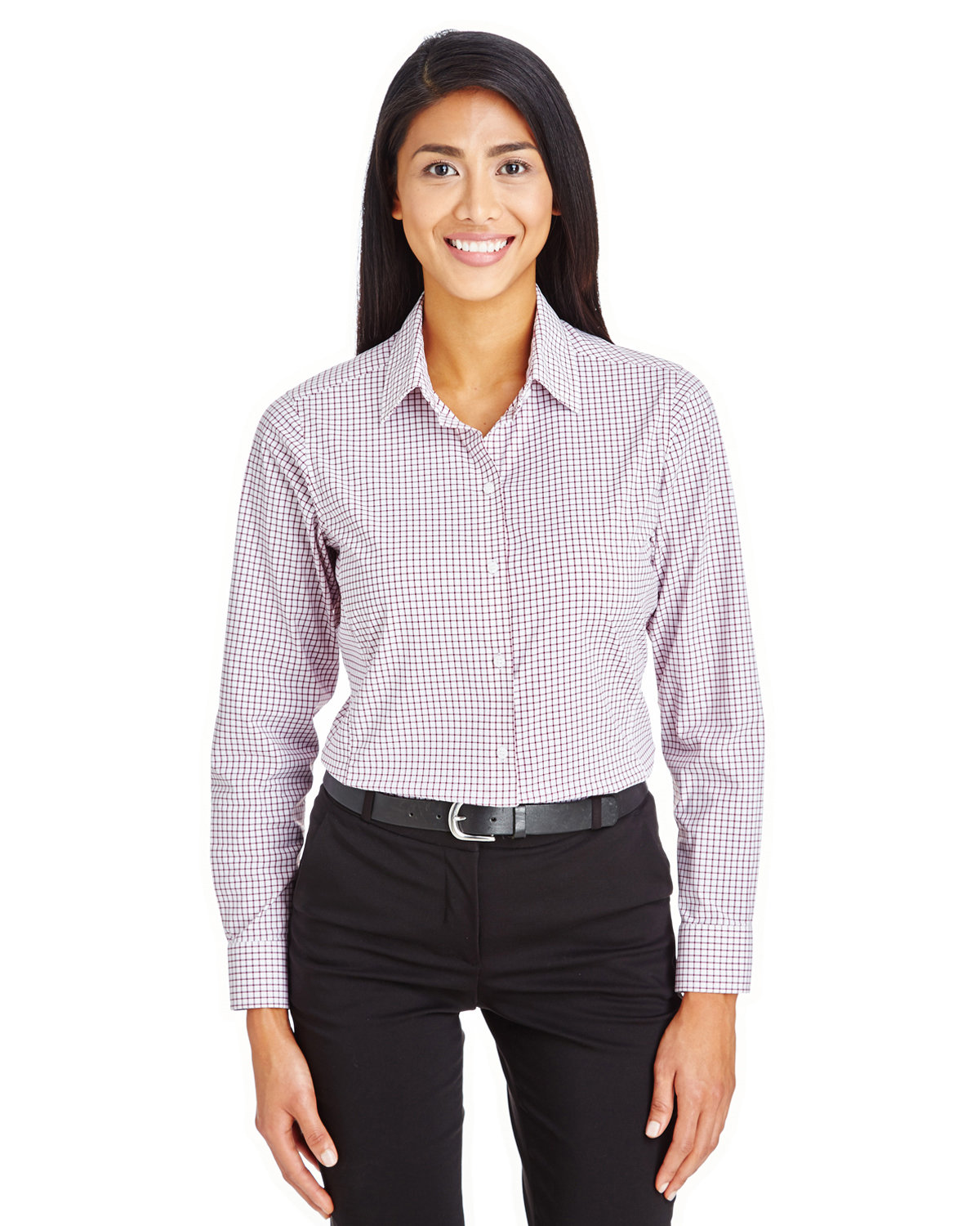 Crownlux Performance® ladies Micro Windowpane Woven Shirt-Devon &#38; Jones