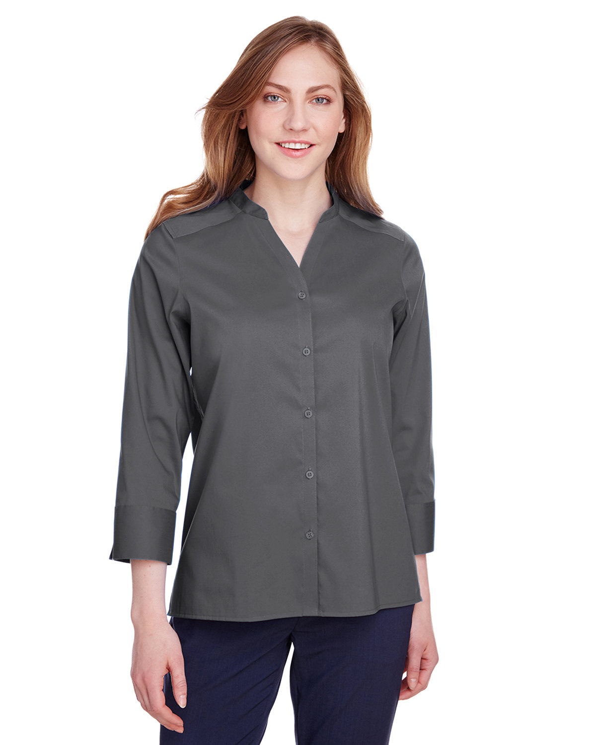 Ladies Crown Collection® Stretch Broadcloth Three-Quarter Sleeve Blouse-