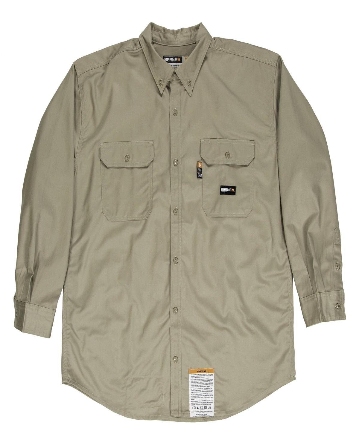 Mens Tall Flame-Resistant Button Down Work Shirt-Berne