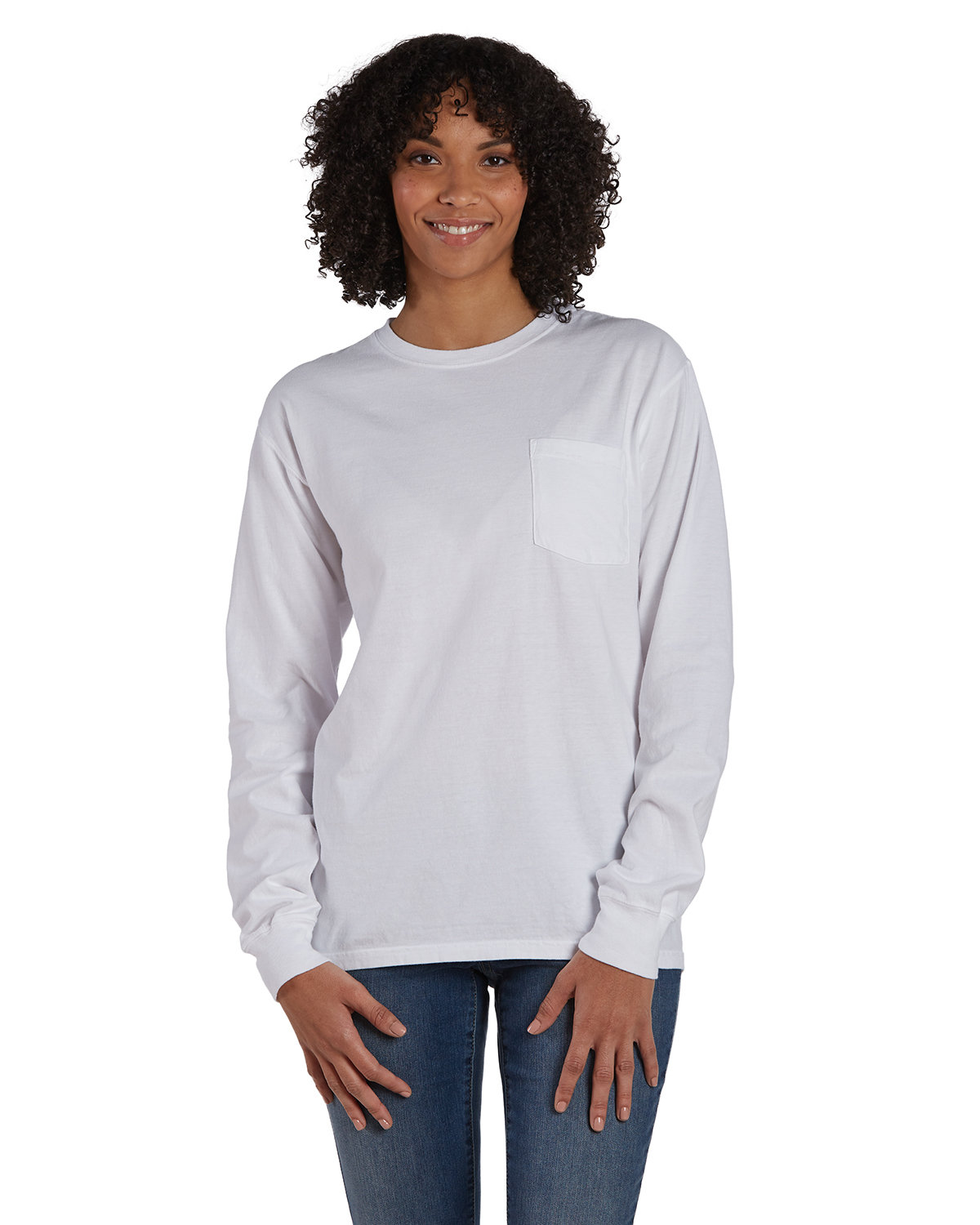 Unisex Garment&#45;Dyed Long&#45;Sleeve T&#45;Shirt With Pocket-ComfortWash by Hanes