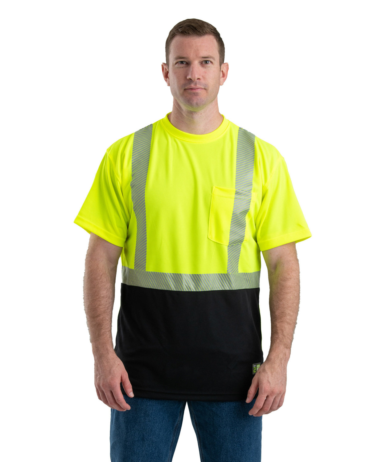 Unisex Hi-Vis Class 2 Color Blocked Pocket T-Shirt-