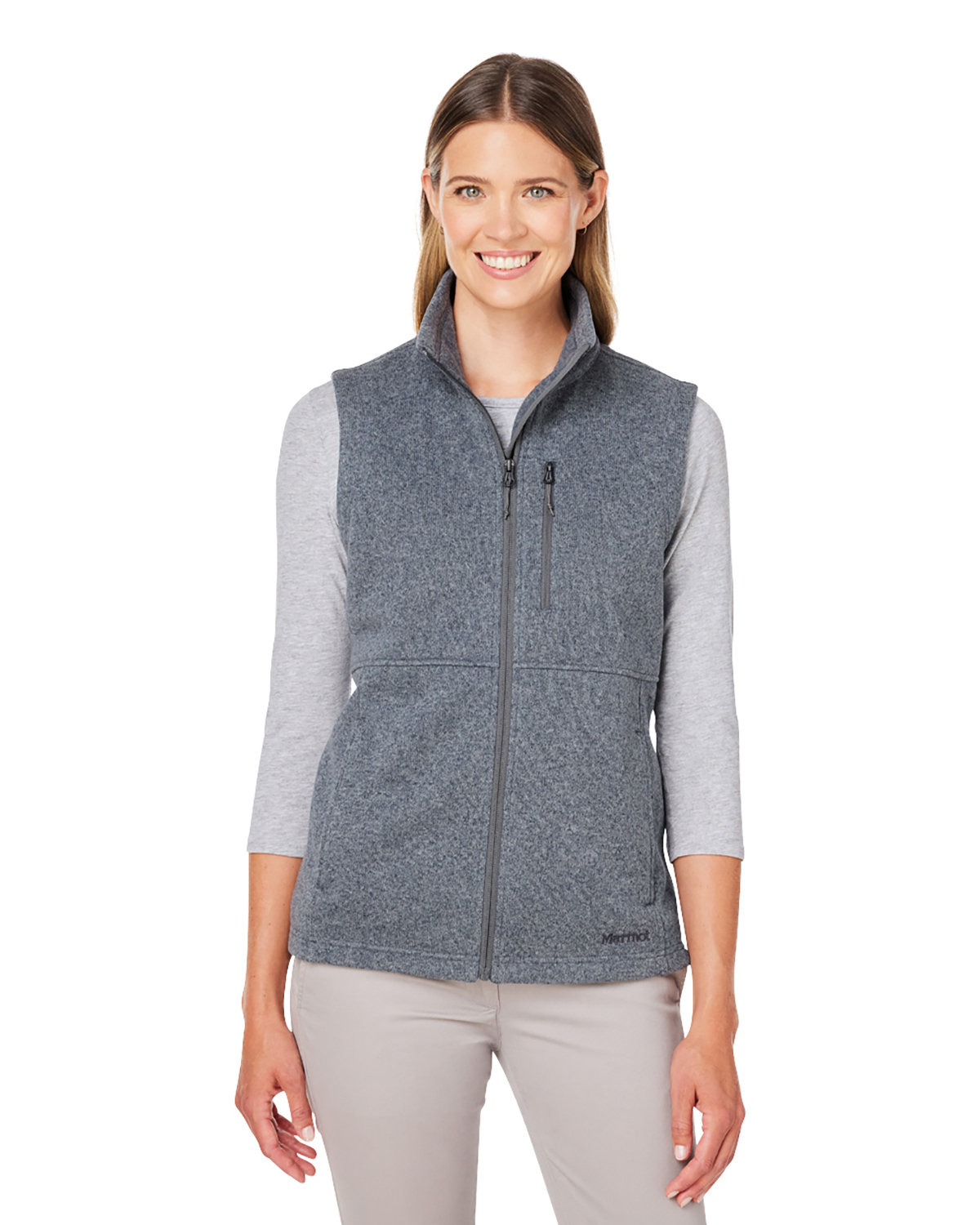 Ladies Dropline Sweater Fleece Vest-