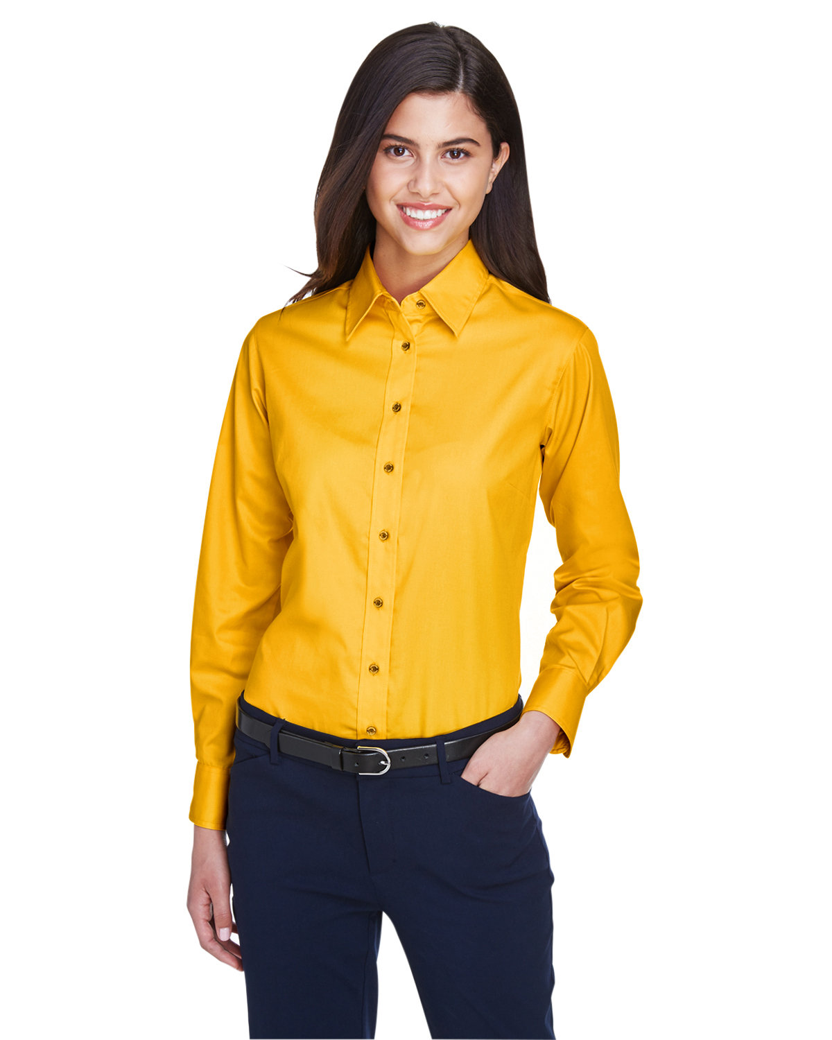 Ladies Easy Blend™ Long-Sleeve Twill shirt With Stain-Release-Harriton