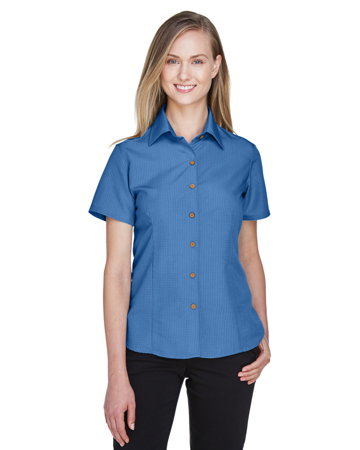 Ladies Barbados Textured Camp shirt-Harriton