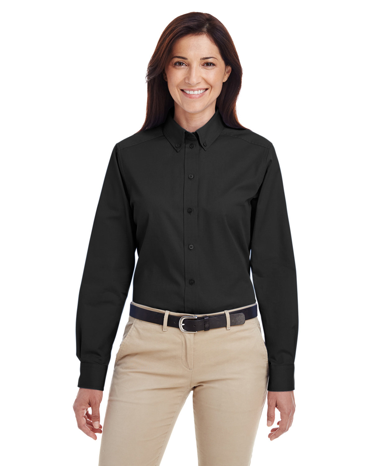 Ladies Foundation Cotton Long-Sleeve Twill Shirt With teflon™-Harriton