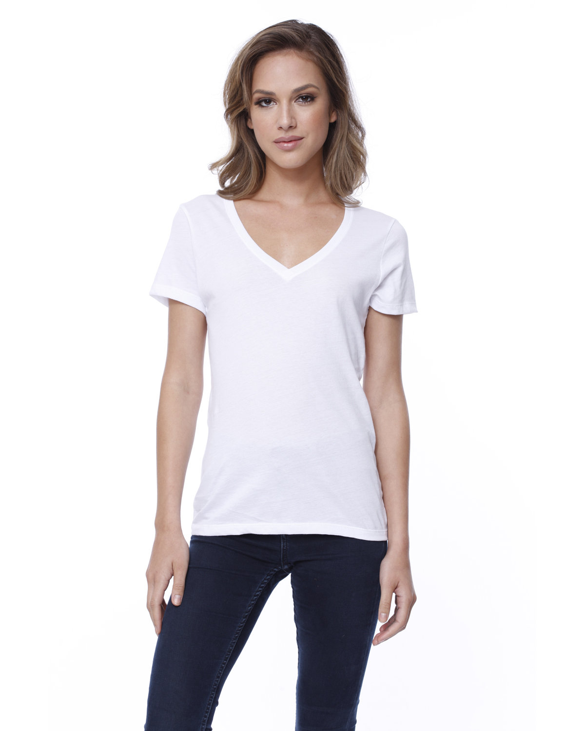 Ladies Cotton V-Neck T-Shirt-StarTee