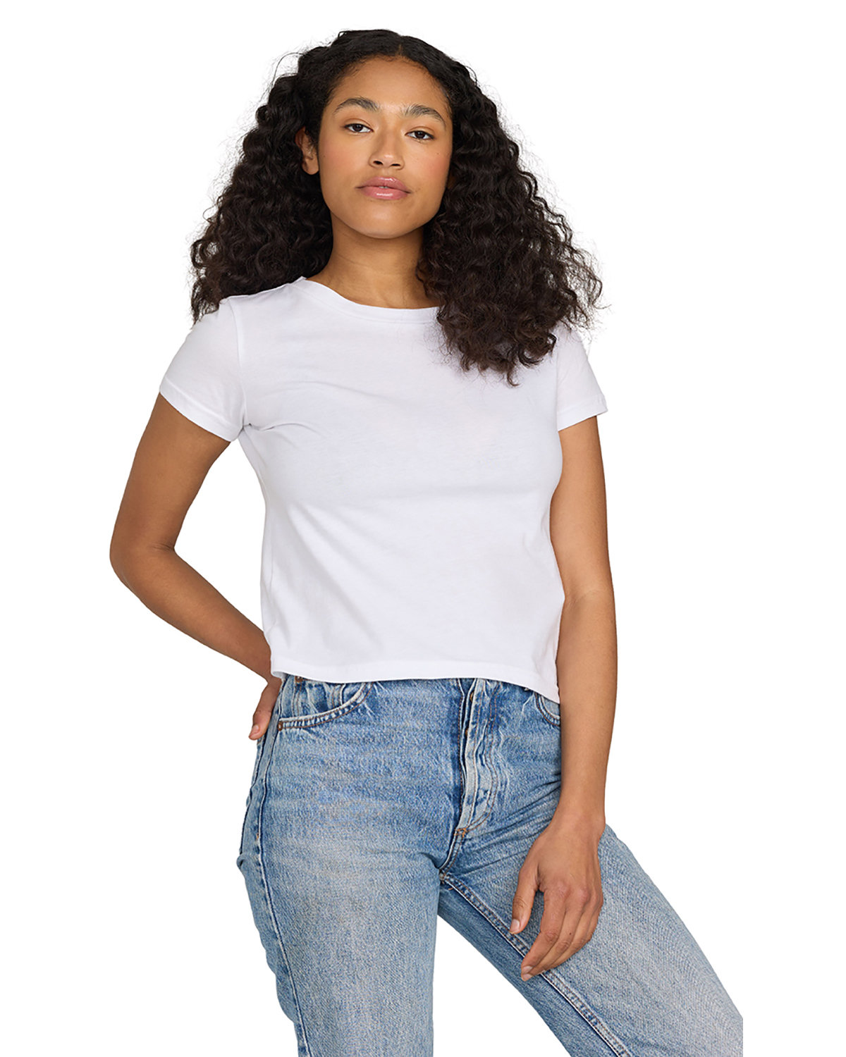 Ladies Organic Baby Rib Crop T&#45;Shirt-US Blanks