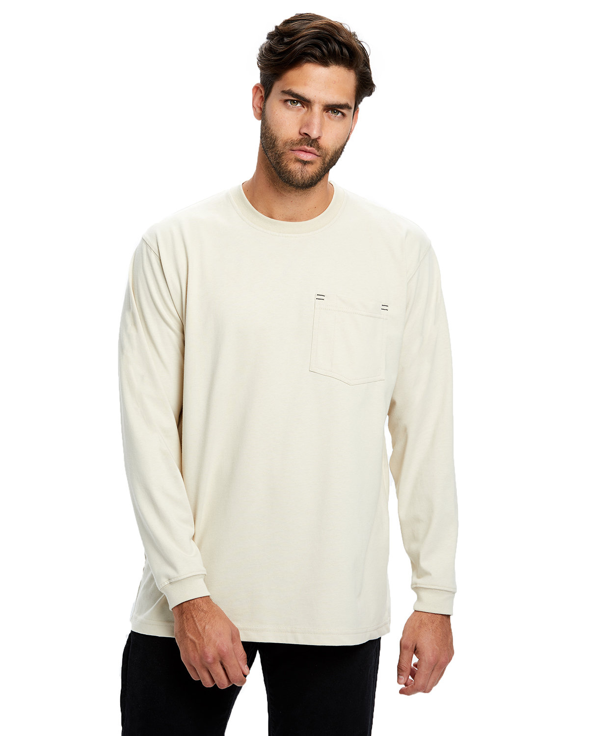 Mens Flame Resistant Long Sleeve Pocket T-Shirt-US Blanks