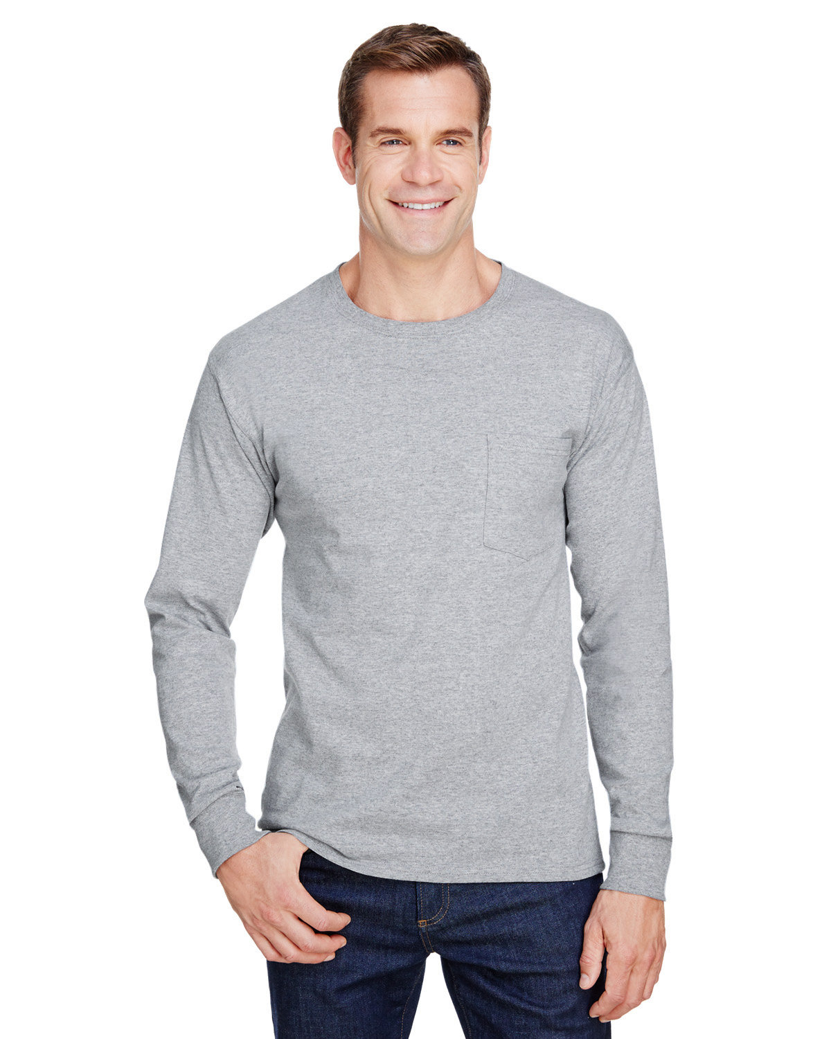 Adult Workwear Long-Sleeve Pocket T-Shirt-Hanes