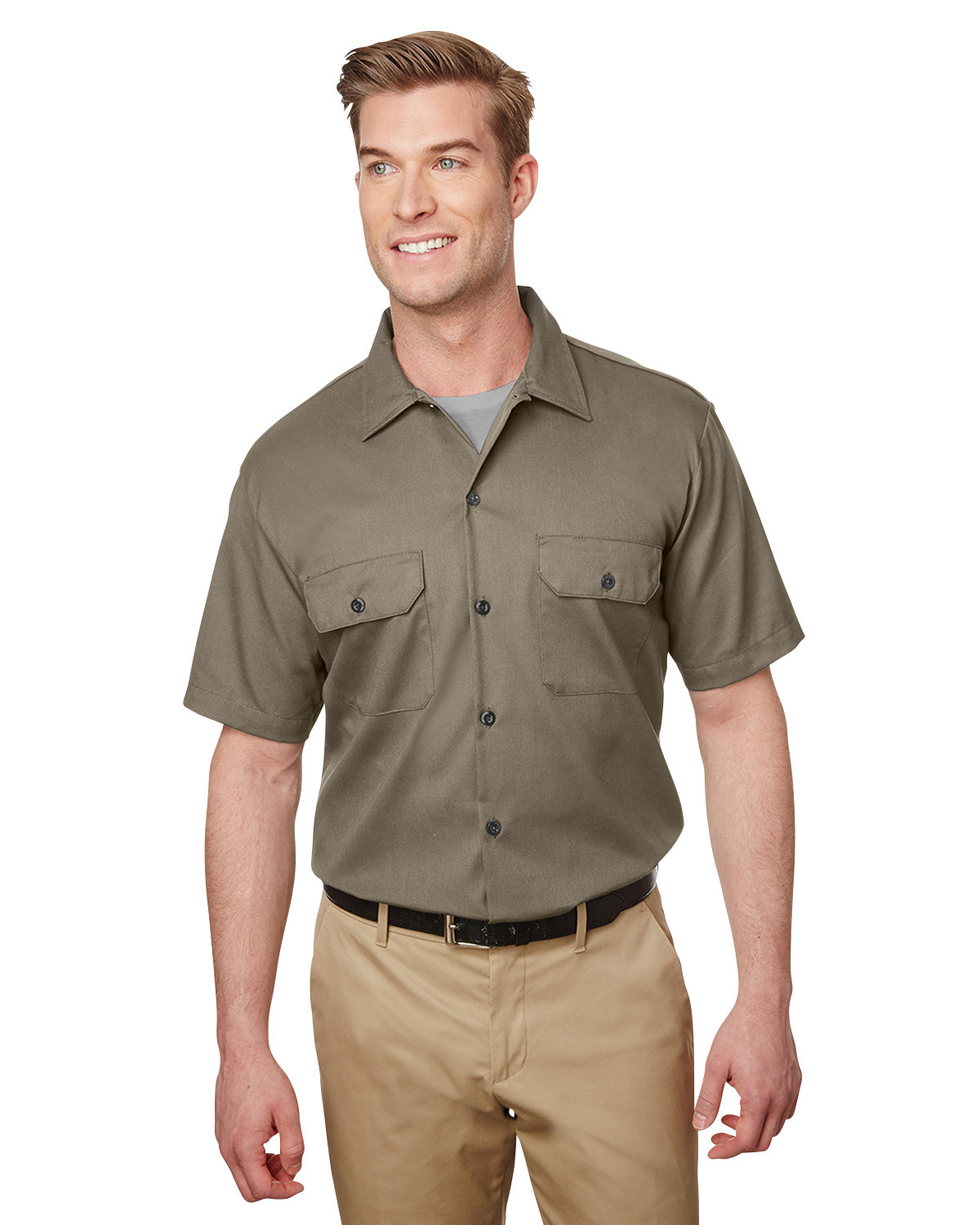 Mens Short Sleeve Slim Fit Flex Twill Work Shirt-Dickies