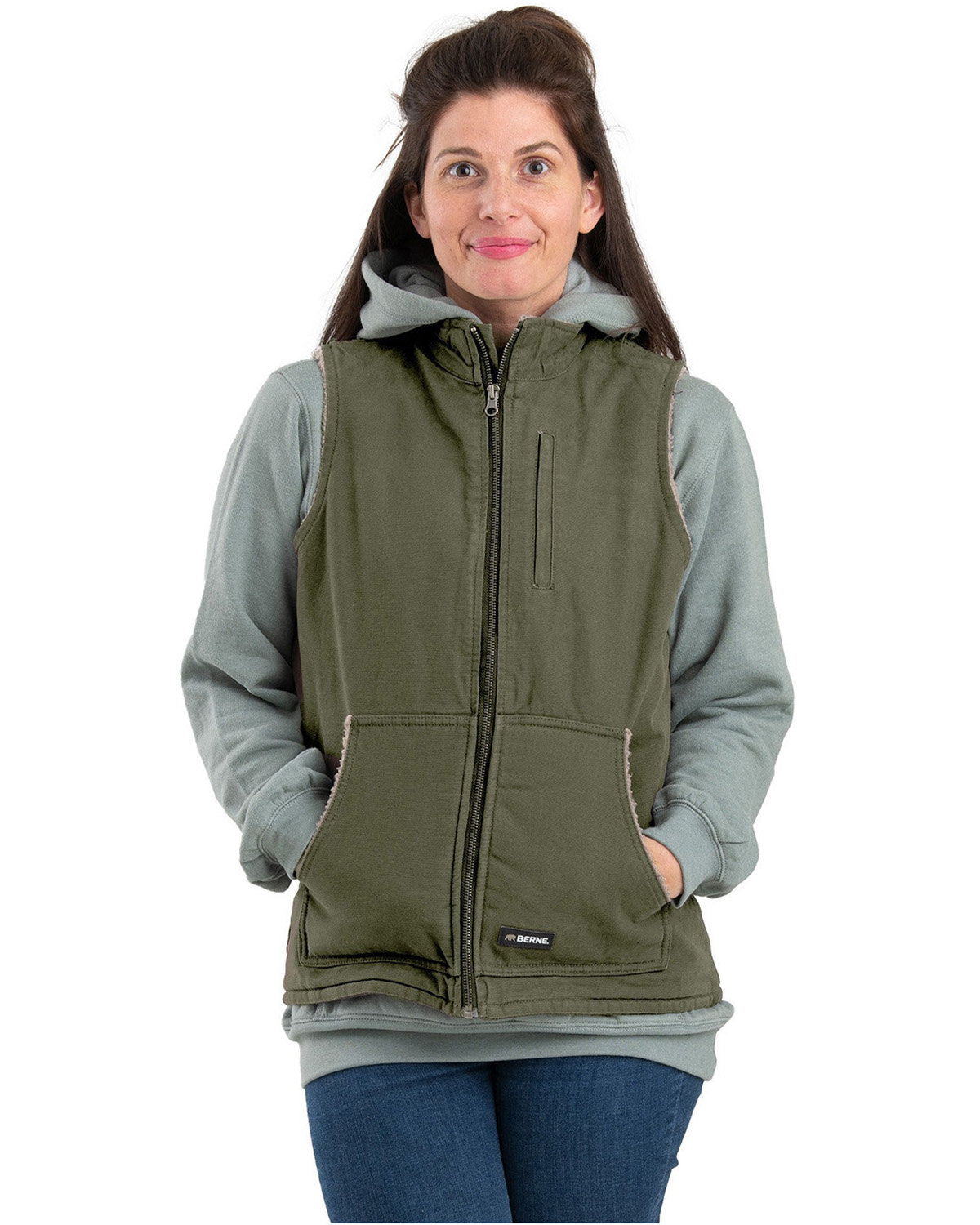 Ladies Sherpa-Lined Softstone Duck Vest-Berne