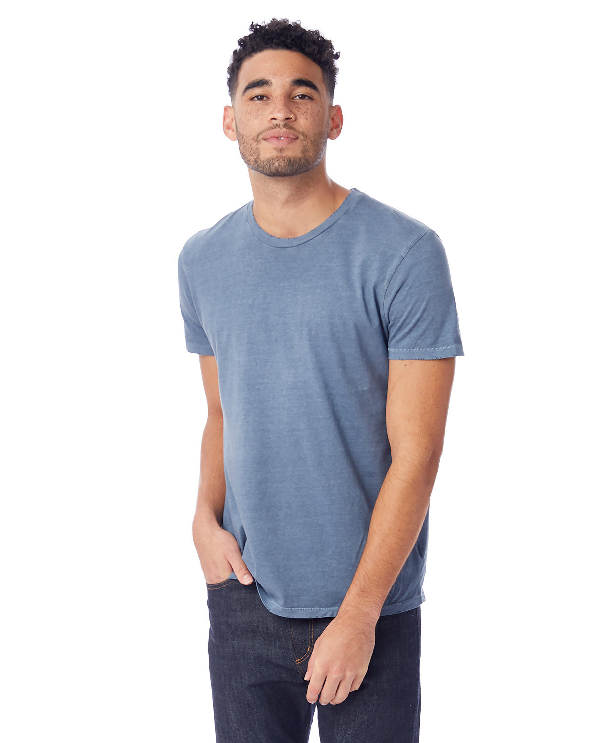 Alternative Men's Heritage Garment-Dyed Distressed T-Shirt DK BLUE PIGMNT 