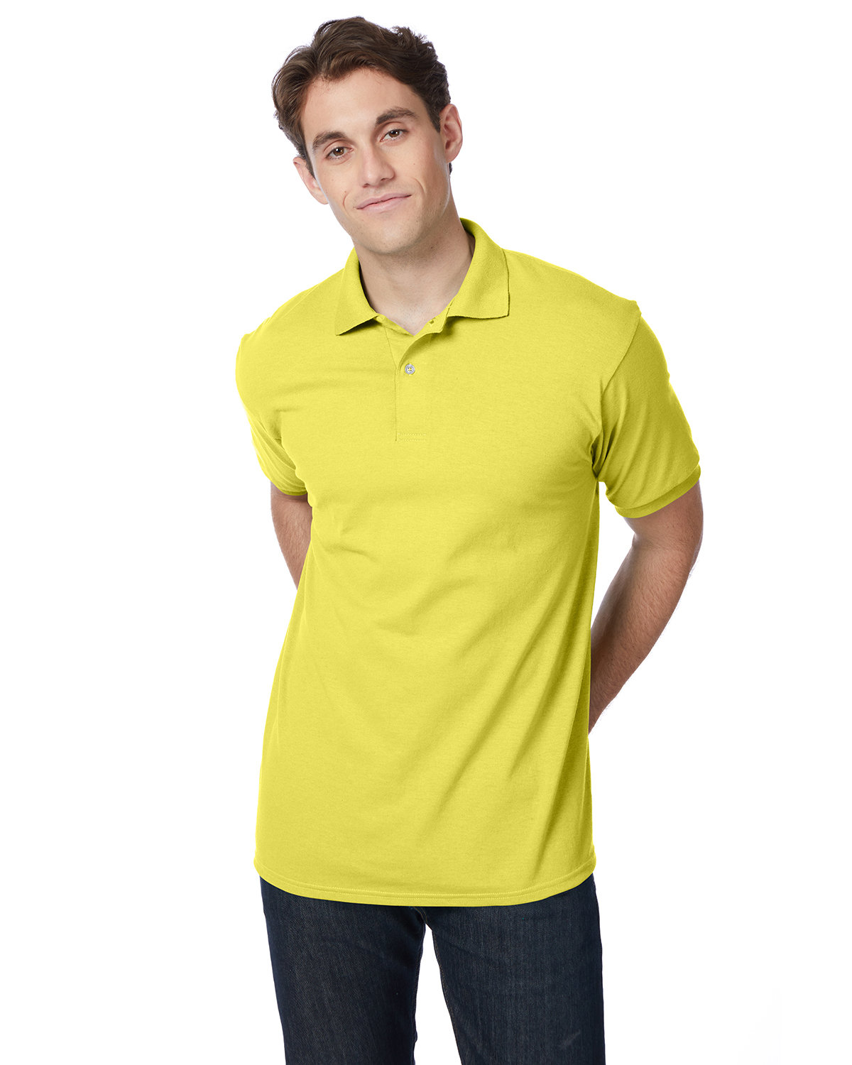 Hanes Adult 50/50 EcoSmart® Jersey Knit Polo YELLOW 