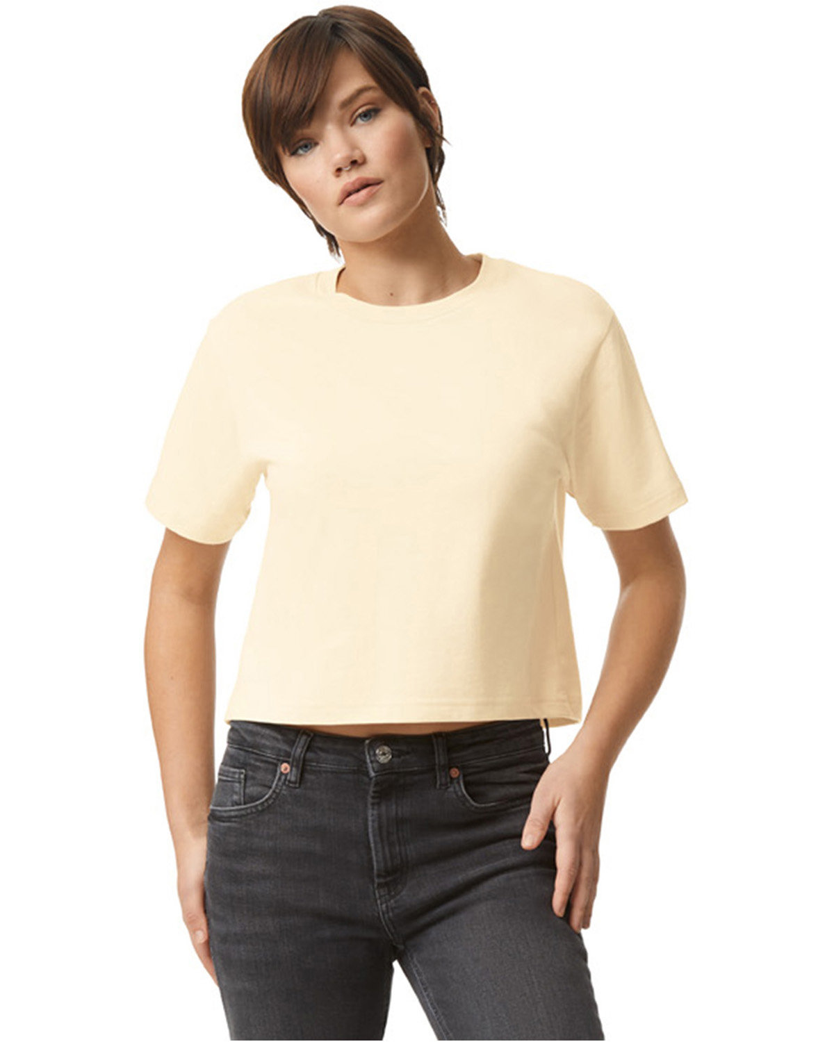 American Apparel Ladies' Fine Jersey Boxy T-Shirt CREAM 