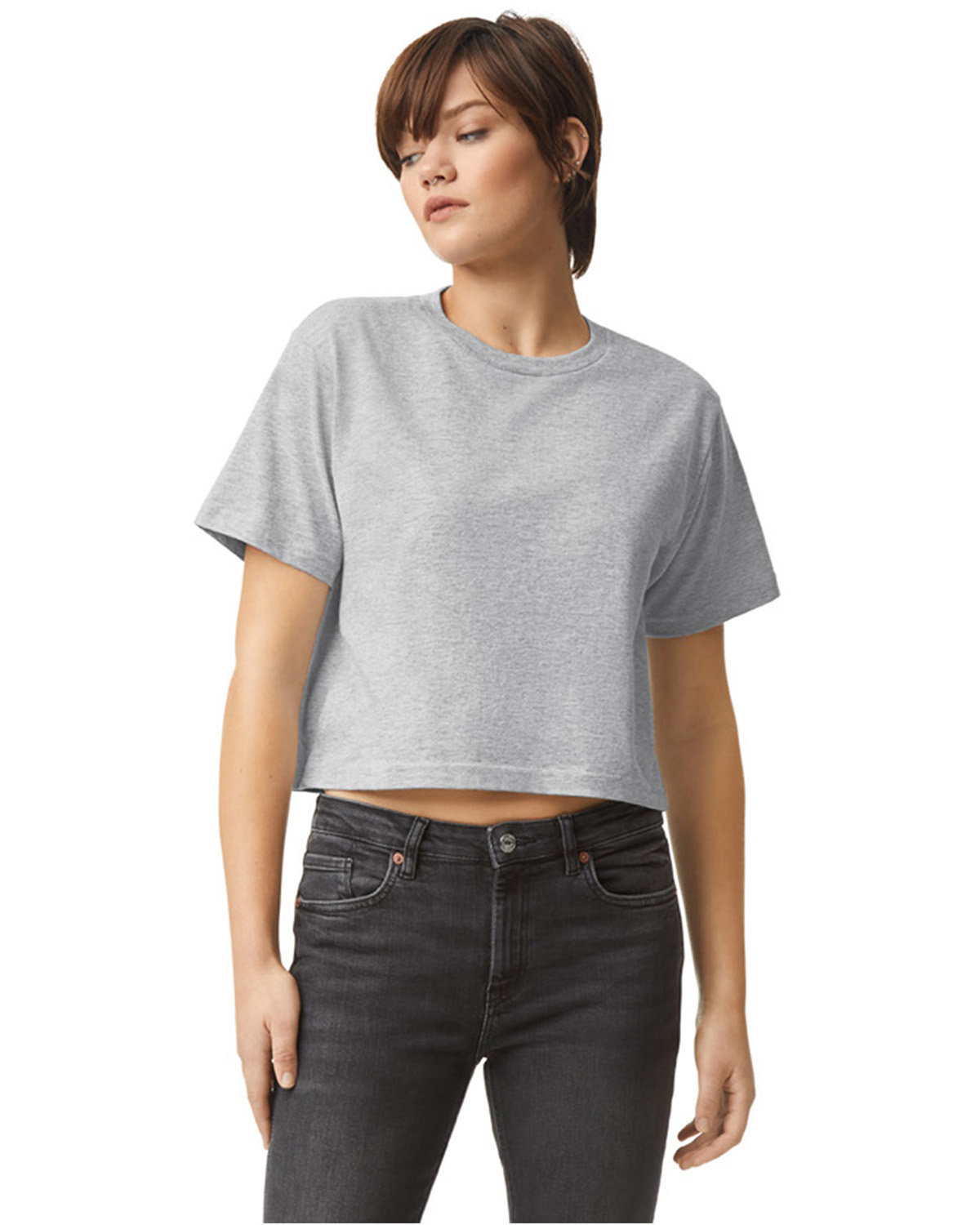American Apparel Ladies' Fine Jersey Boxy T-Shirt HEATHER GREY 