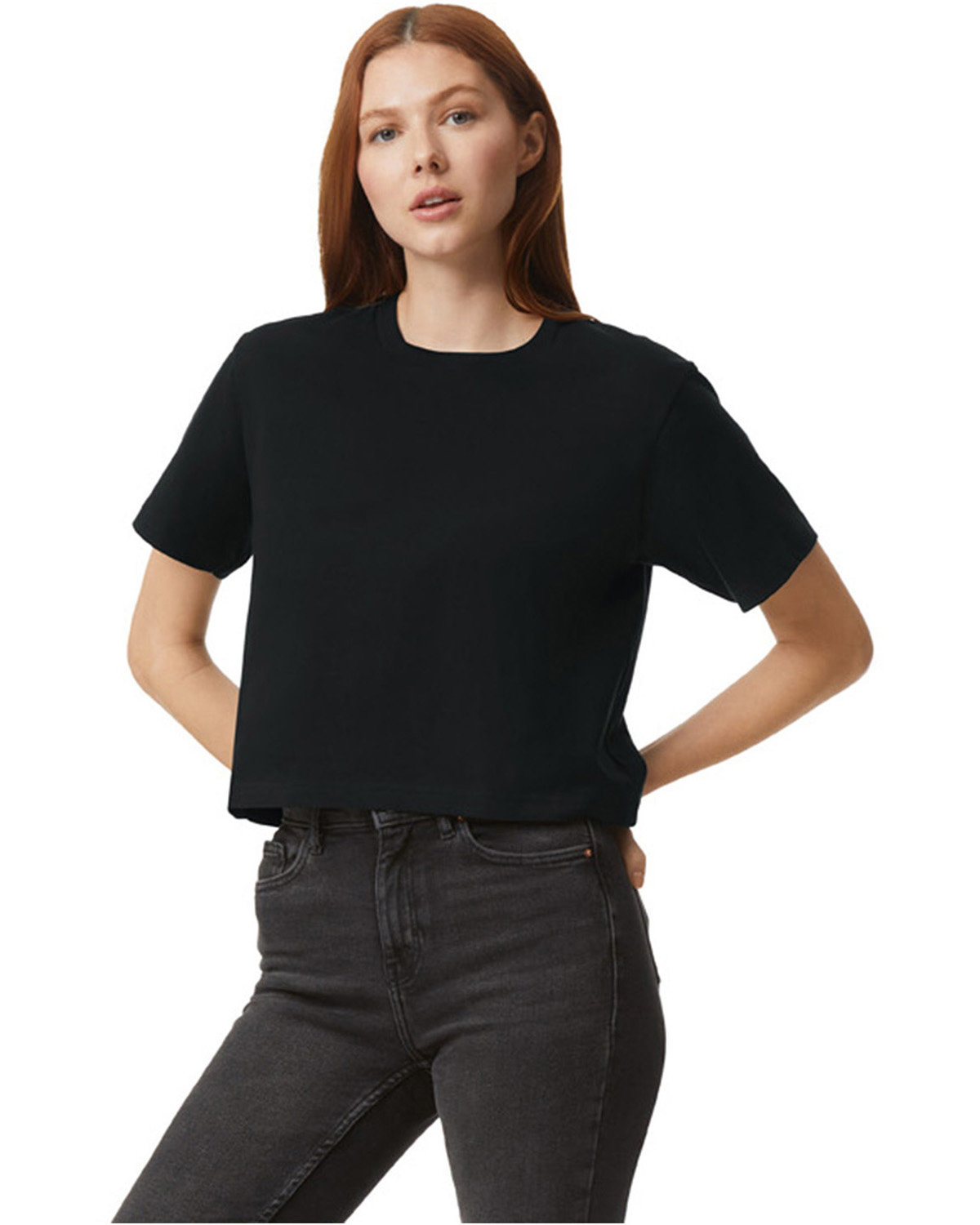 American Apparel Ladies' Fine Jersey Boxy T-Shirt BLACK 