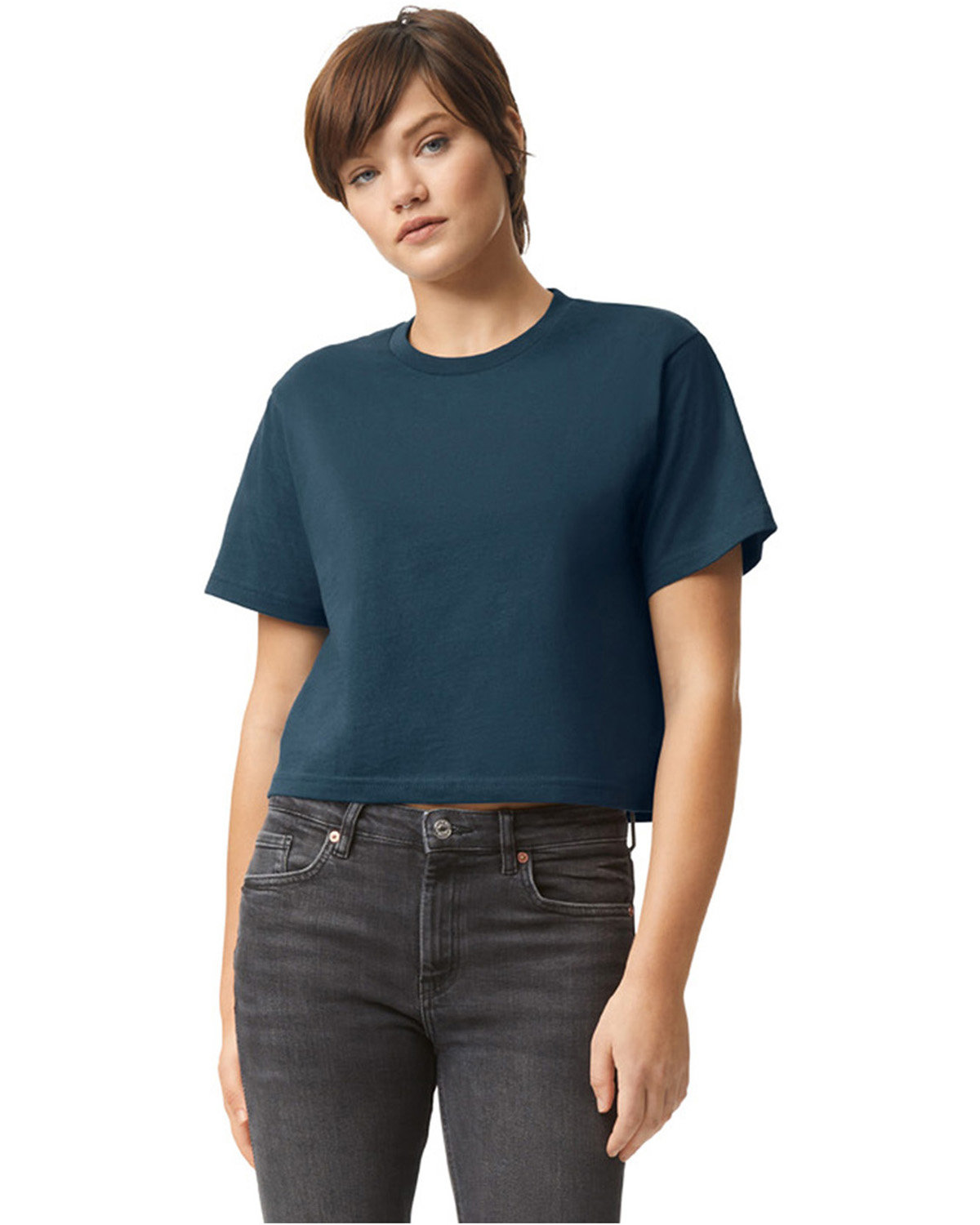 American Apparel Ladies' Fine Jersey Boxy T-Shirt SEA BLUE 