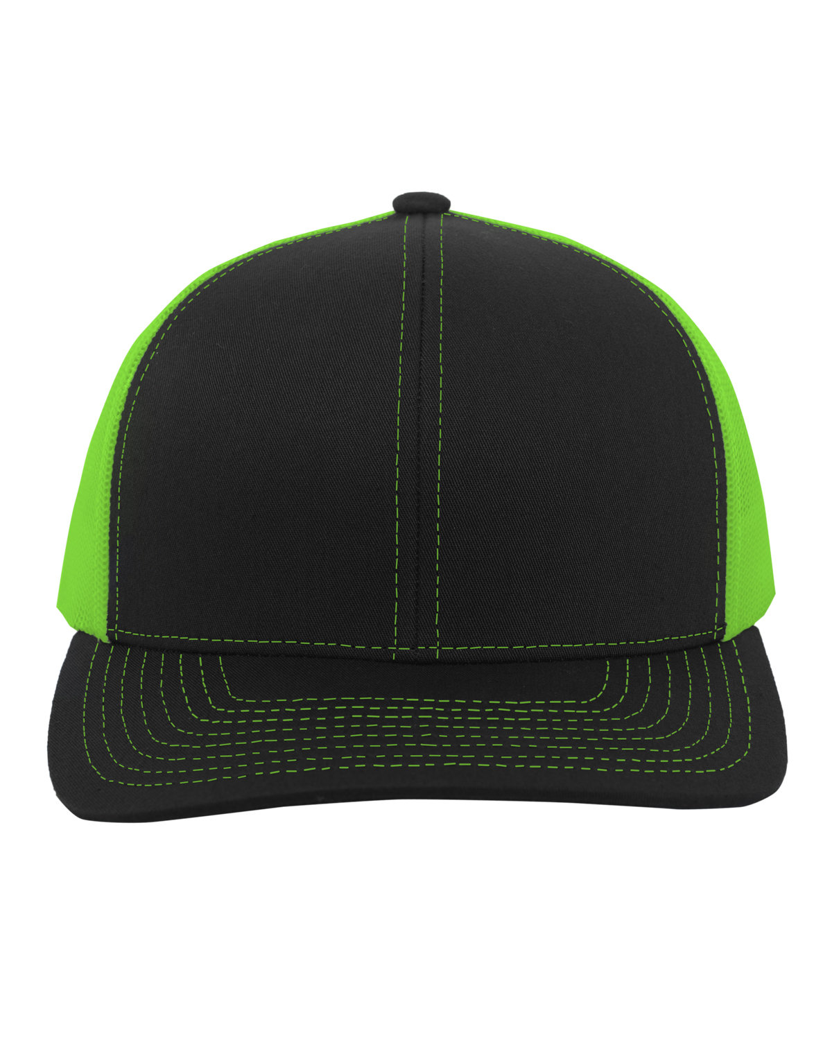 Pacific Headwear Trucker Snapback Hat BLACK/ NEON GRN 
