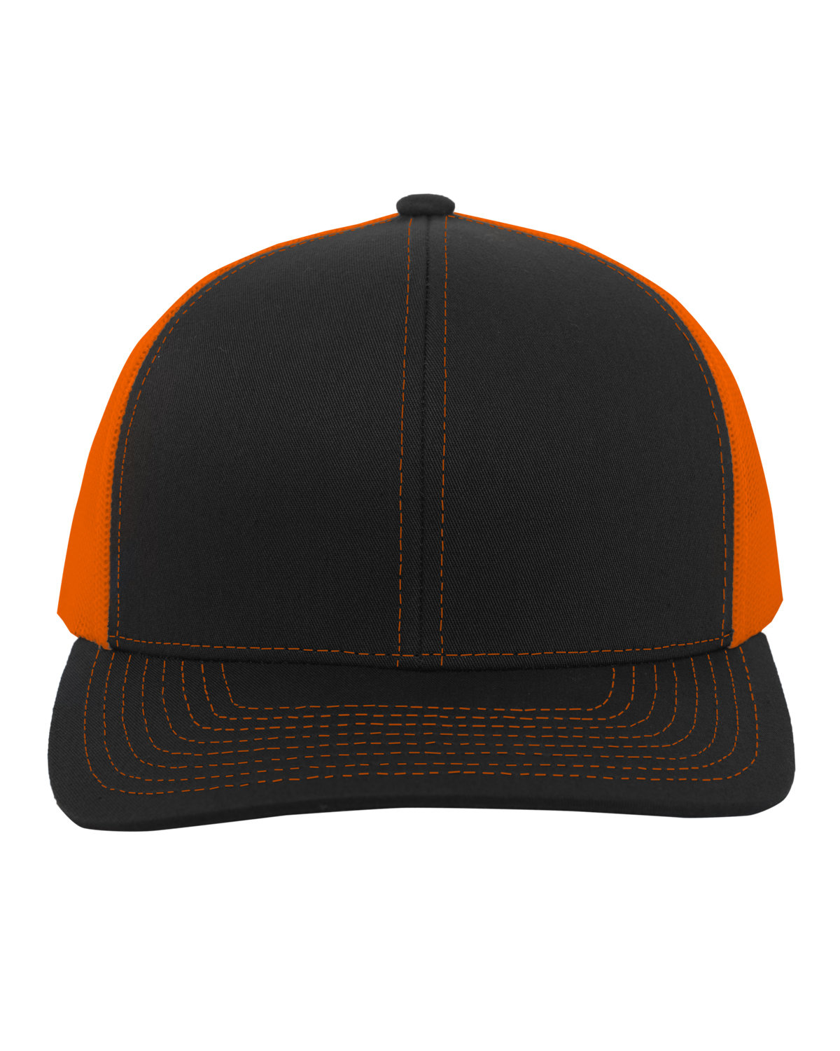 Pacific Headwear Trucker Snapback Hat BLACK/ NEON ORNG 