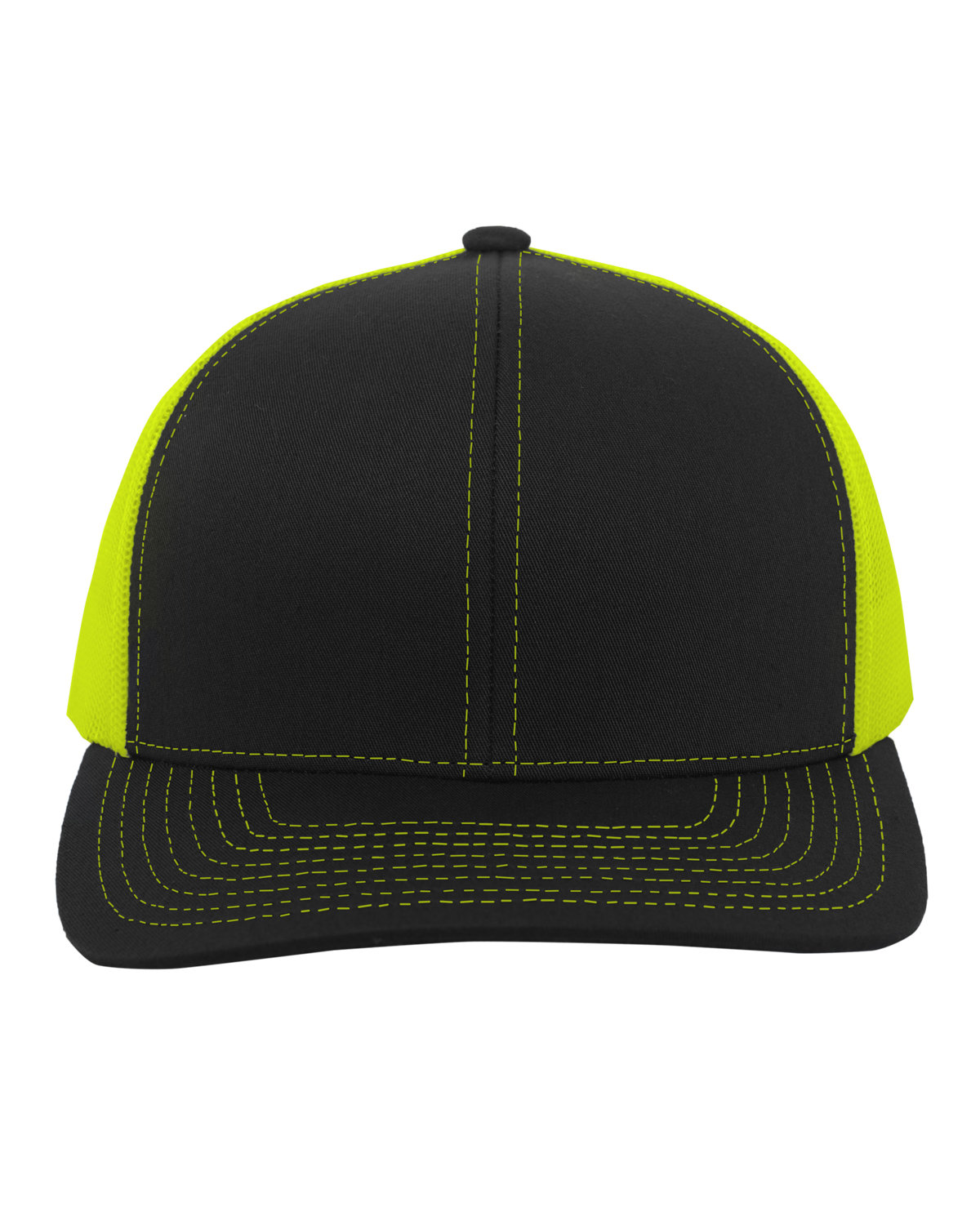 Pacific Headwear Trucker Snapback Hat BLACK/ NEON YLLW 