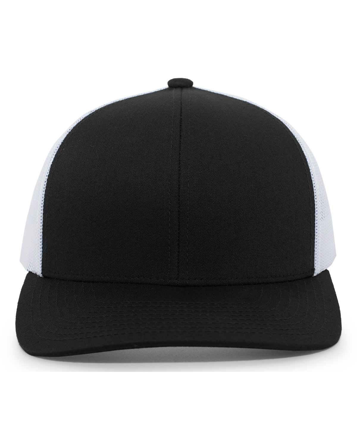 Pacific Headwear Trucker Snapback Hat BLACK/ WHITE 
