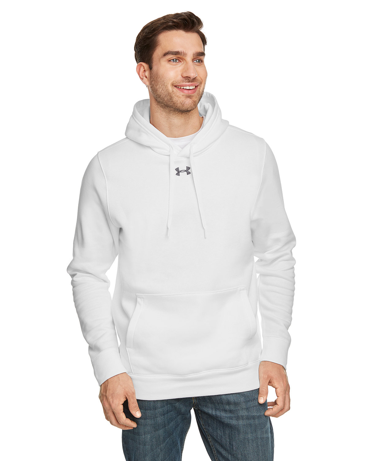 Under Armour Men's True Grey Heather Hustle Fleece Hoodie size XL